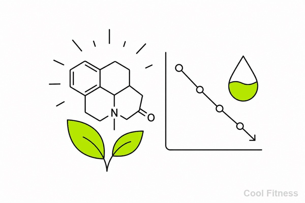 植物由来の黄色いベルベリン成分のイメージと、血糖値を示すグラフの線画イラスト